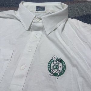 Vintage Boston Celtics White Polo Shirt XL Embroidered Logo